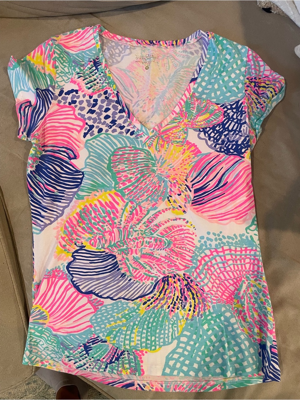 Lilly Pulitzer Print V-Neck Top - Multicolor